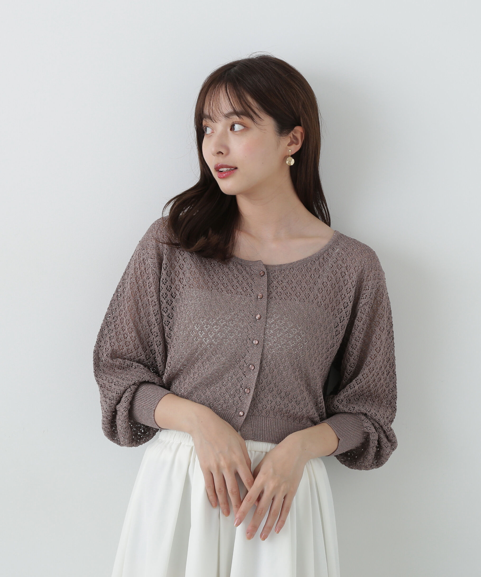 PROPORTION BODY DRESSING「ショート透かし編みカーデカーディガン」|カーディガン|