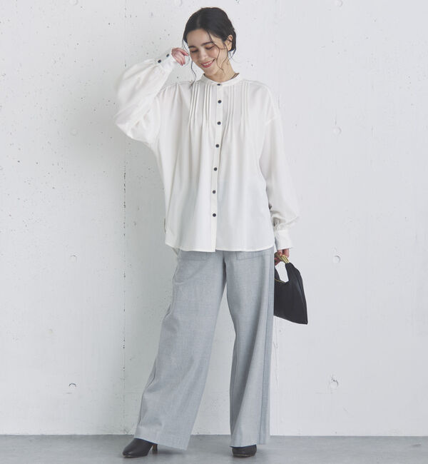 Doux archives「ピンタックバンドカラーシャツ」|シャツ・ブラウス|