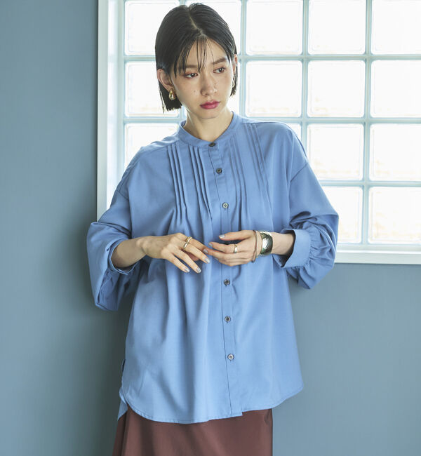 Doux archives「ピンタックバンドカラーシャツ」|シャツ・ブラウス|