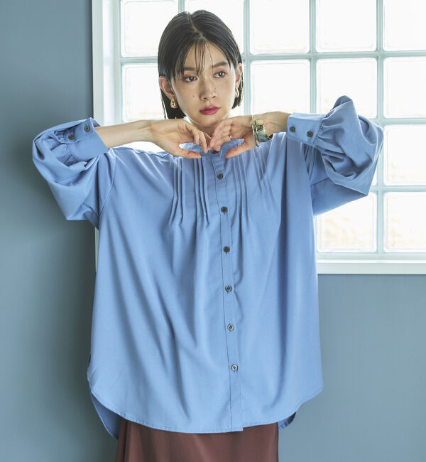 Doux archives「ピンタックバンドカラーシャツ」|シャツ・ブラウス|