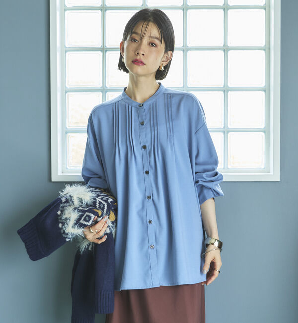 Doux archives「ピンタックバンドカラーシャツ」|シャツ・ブラウス|