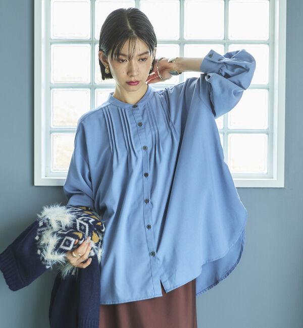 Doux archives「ピンタックバンドカラーシャツ」|シャツ・ブラウス|