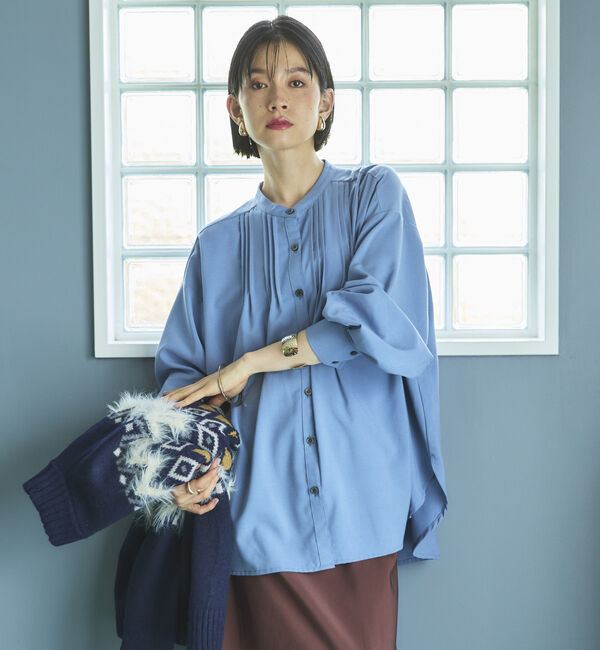 Doux archives「ピンタックバンドカラーシャツ」|シャツ・ブラウス|