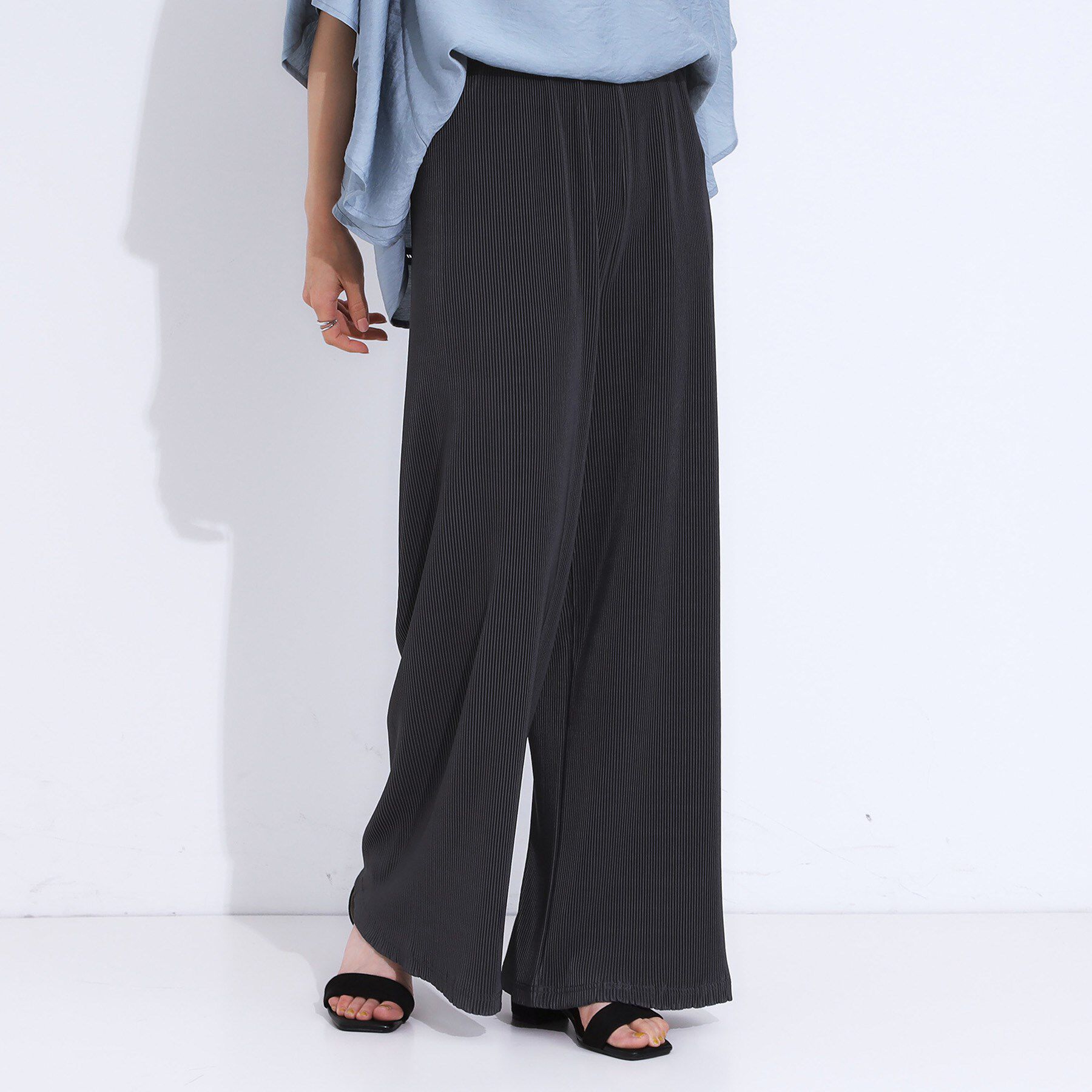 SHOO･LA･RUE「【S-LL】さらさら楽ちん プリーツ ワイドパンツ」|その他|