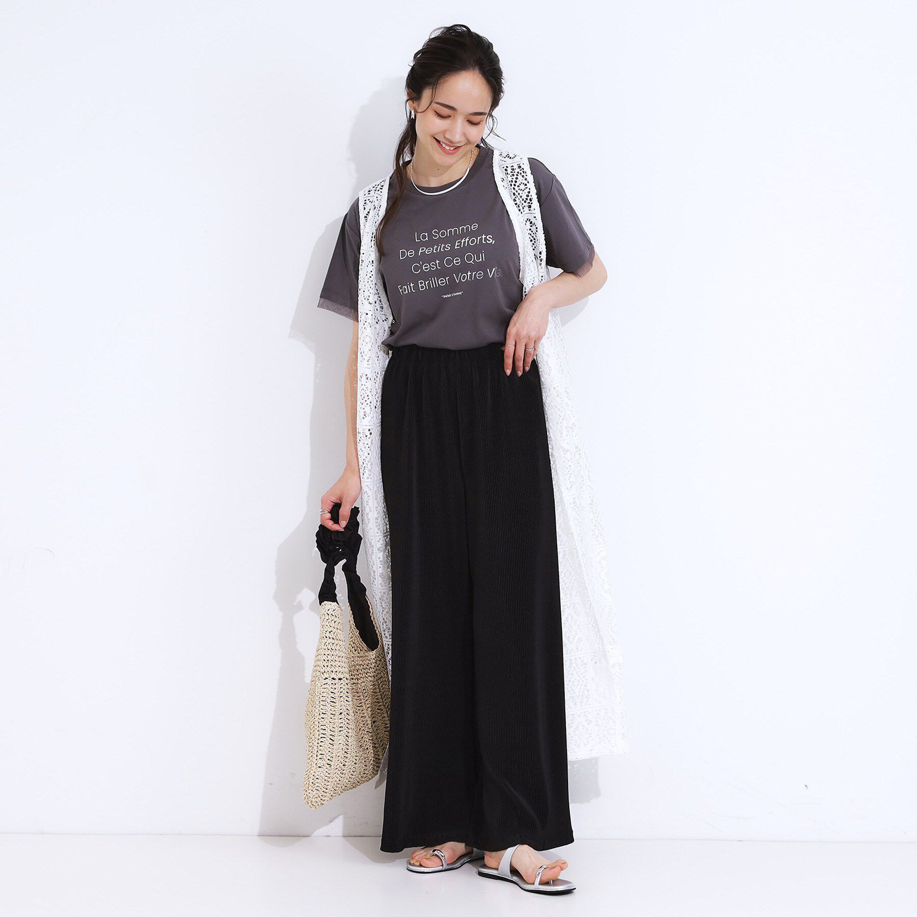 SHOO･LA･RUE「【S-LL】さらさら楽ちん プリーツ ワイドパンツ」|その他|