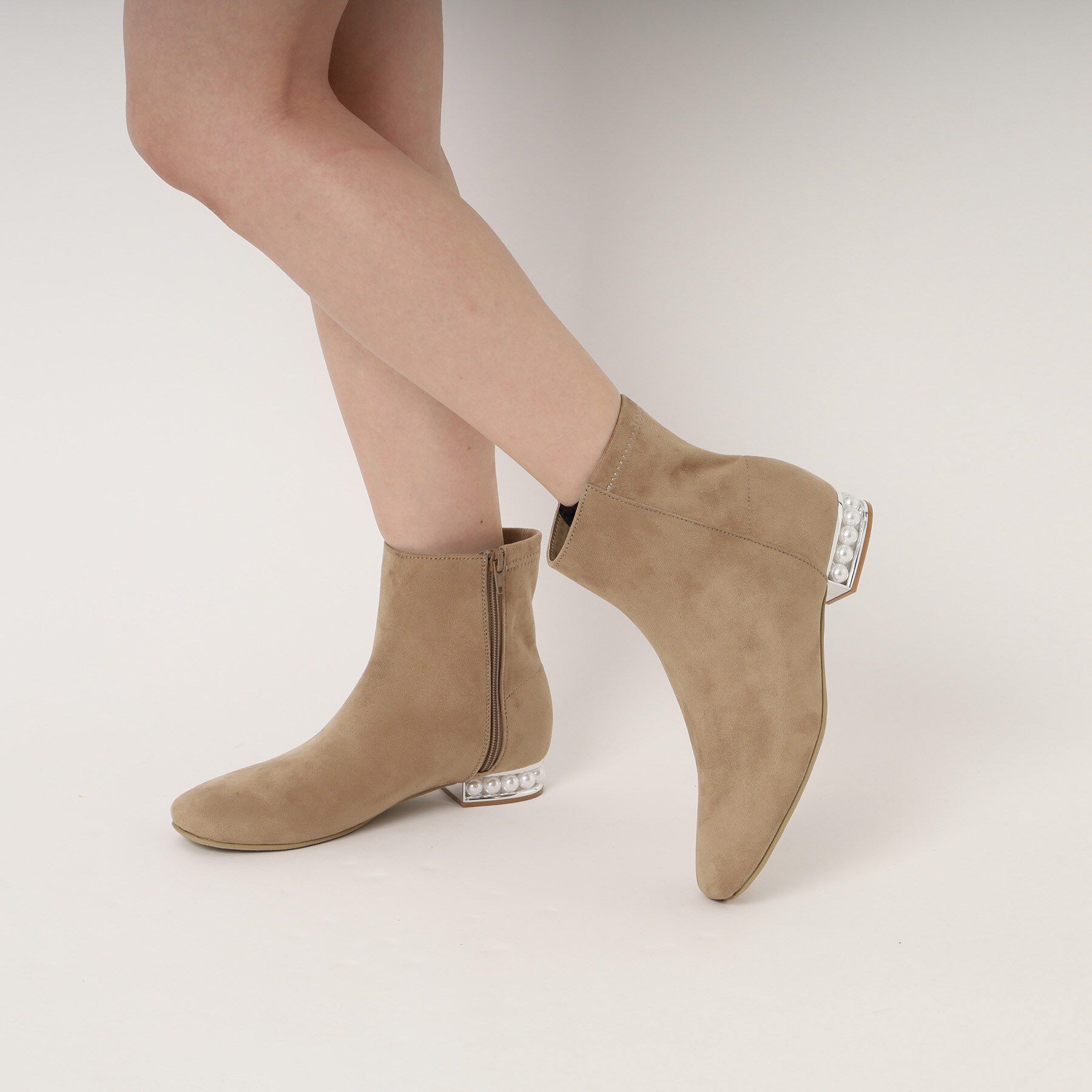 ESPERANZA「パール調ヒールショートブーツ」|ショートブーツ|