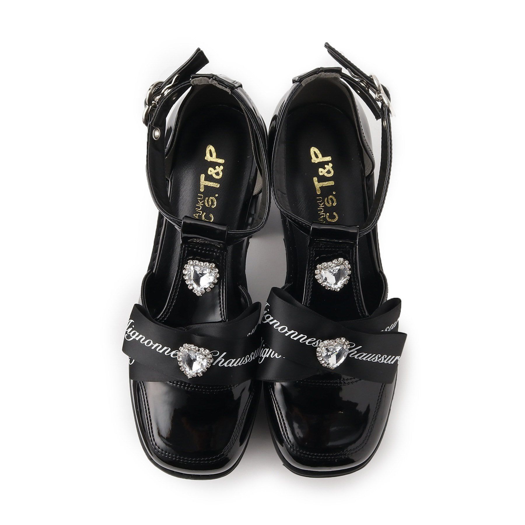 csT&P「厚底ビジュー付きリボンTストラップパンプス 24SS」|パンプス|