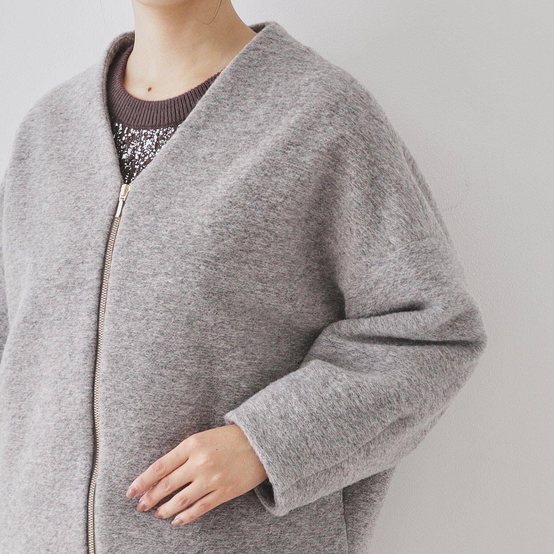 SunaUna「【日本製／イタリアンエアリー／ジップ付】Vネックブルゾン」|ブルゾン・スタジャン|