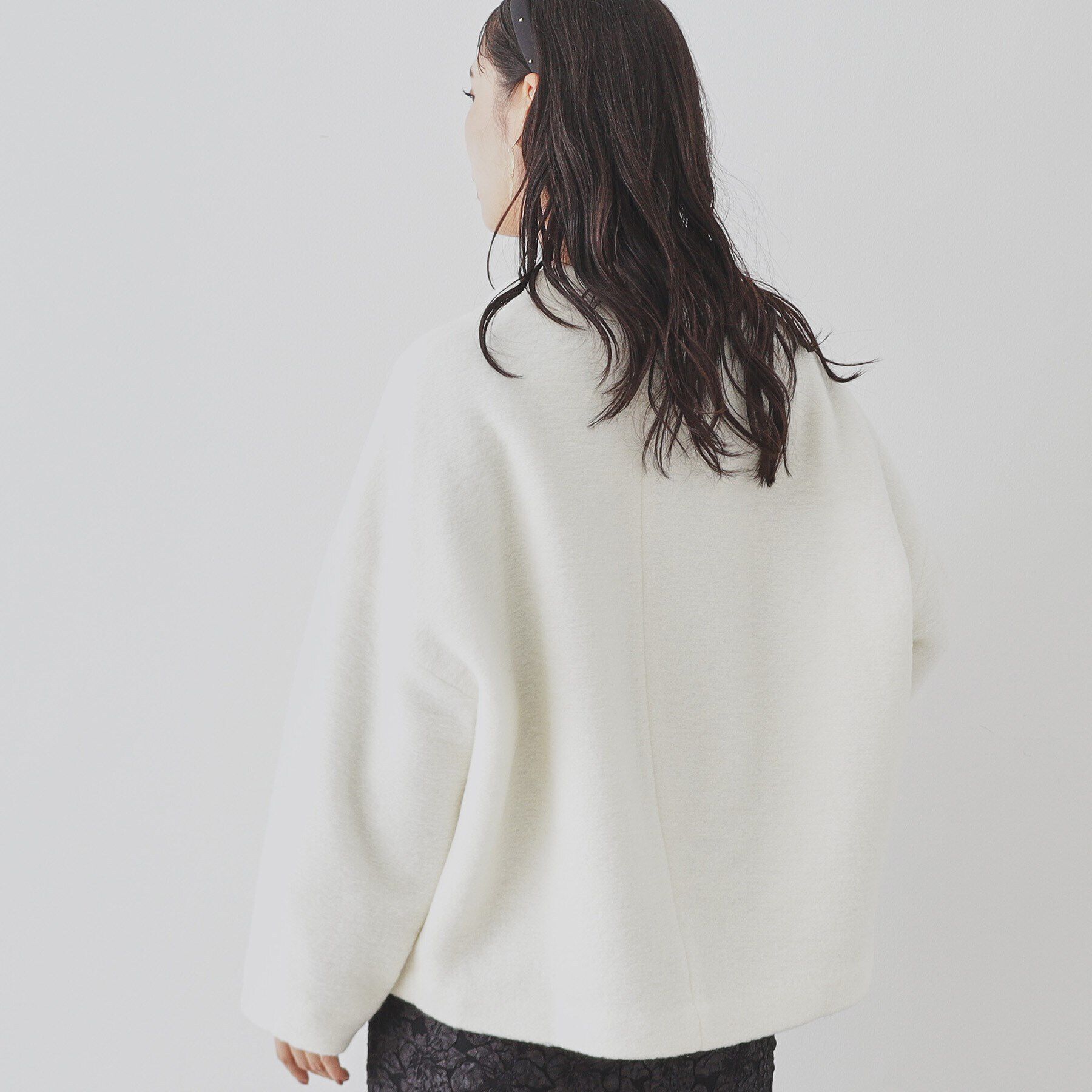 SunaUna「【日本製／イタリアンエアリー／ジップ付】Vネックブルゾン」|ブルゾン・スタジャン|