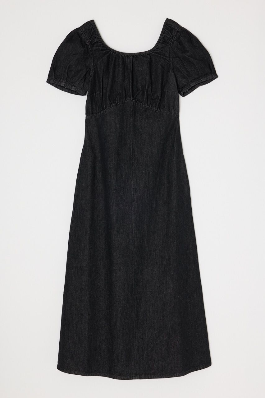 MOUSSY「ROUND NECK DENIM ドレス」|ワンピース|BLK