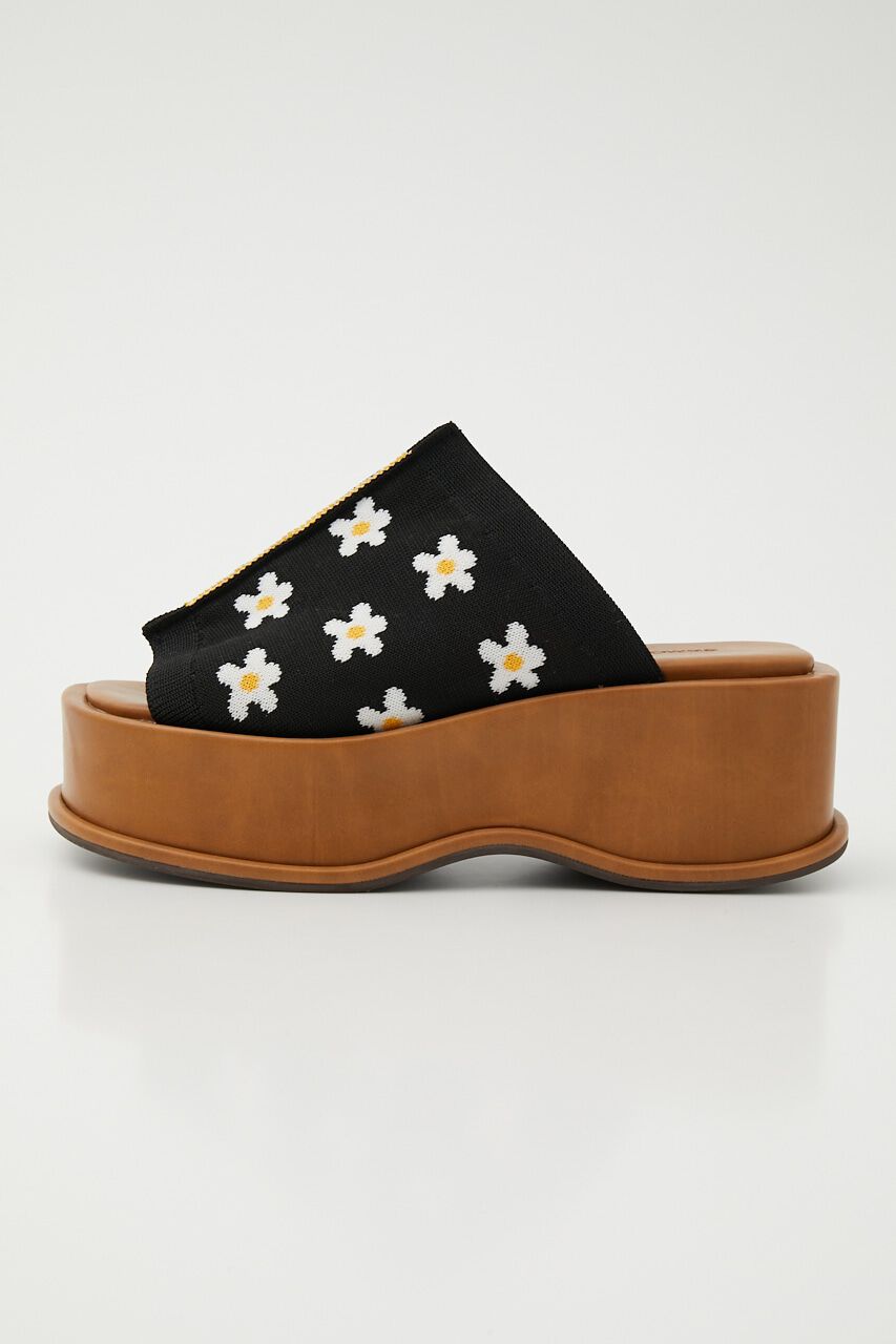 RODEO CROWNS「PATTERN KNIT WADGE SANDAL」|サンダル|柄BLK5