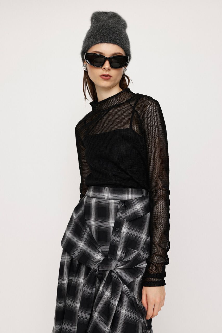 SLY「ASYMMETRY MESH L／S トップス」|Tシャツ・カットソー|