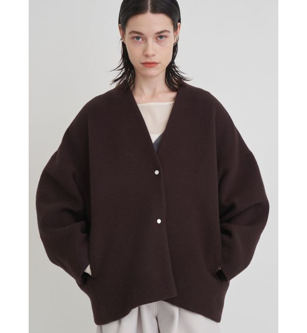 ELENDEEK「FORM SHORT WOOL CT」|ノーカラーコート|