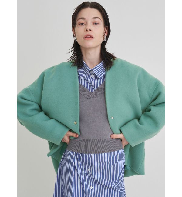 ELENDEEK「FORM SHORT WOOL CT」|ノーカラーコート|