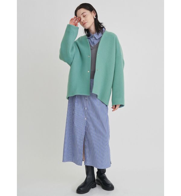 ELENDEEK「FORM SHORT WOOL CT」|ノーカラーコート|