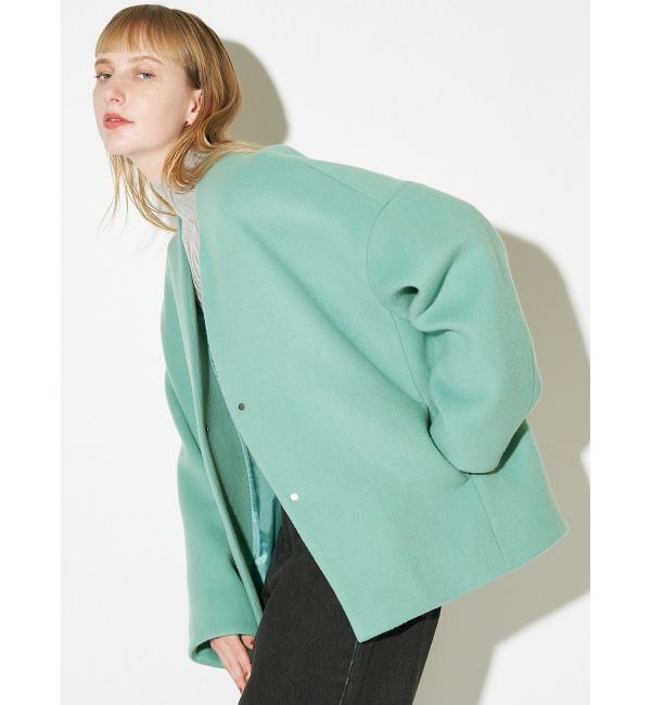 ELENDEEK「FORM SHORT WOOL CT」|ノーカラーコート|