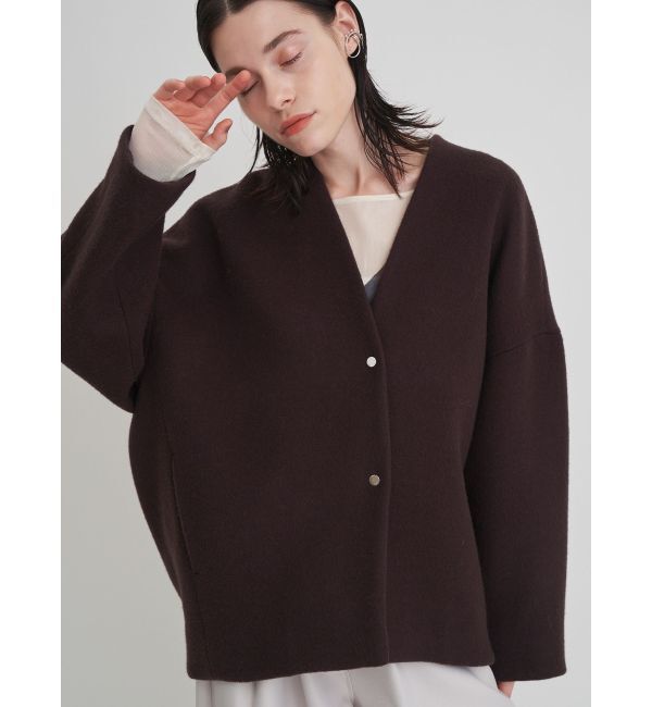 ELENDEEK「FORM SHORT WOOL CT」|ノーカラーコート|