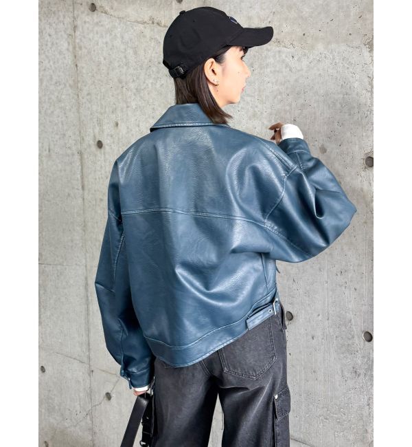 MURUA「ウォッシュフェイクレザーブルゾン」|ブルゾン・スタジャン|