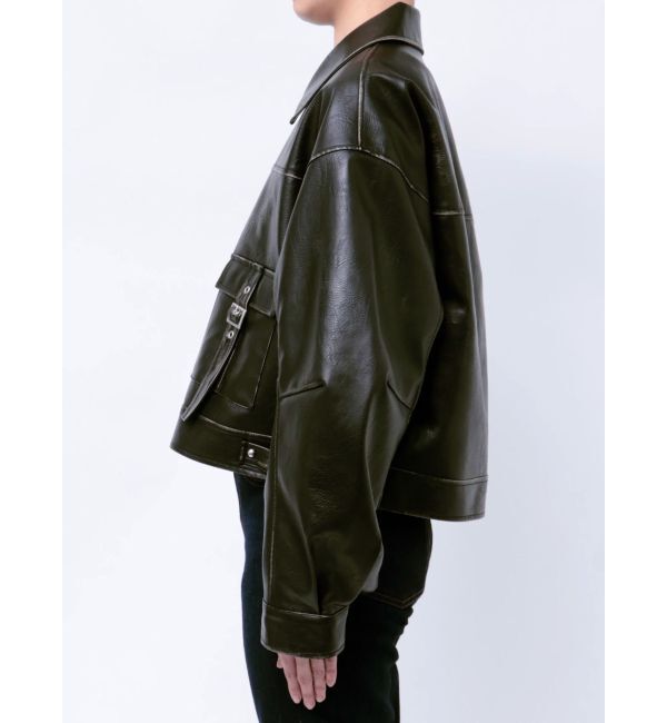 MURUA「ウォッシュフェイクレザーブルゾン」|ブルゾン・スタジャン|