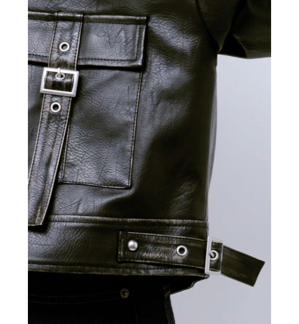 MURUA「ウォッシュフェイクレザーブルゾン」|ブルゾン・スタジャン|