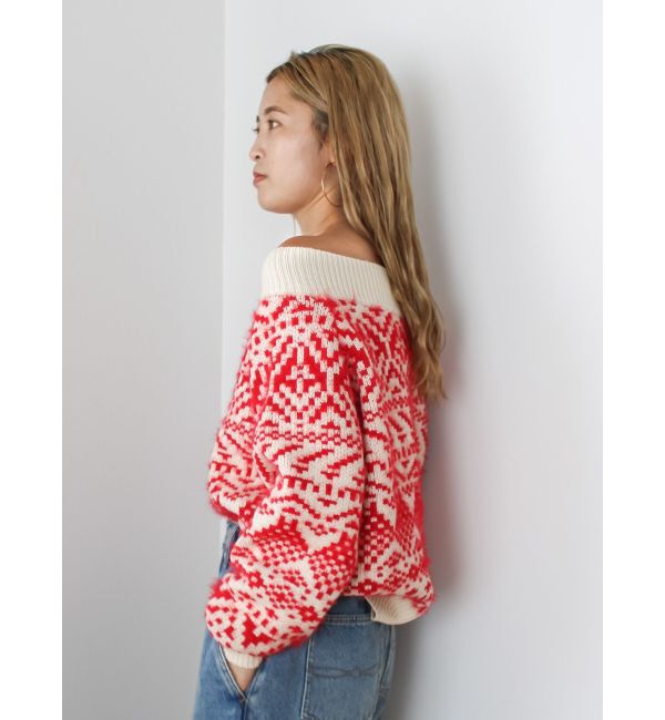 Ungrid「【WEB限定】オフショルジャカードニット」|ニット・セーター|