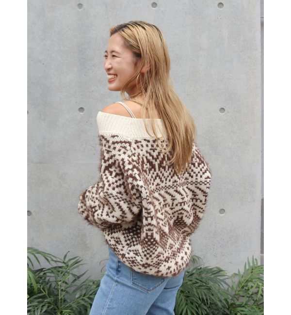 Ungrid「【WEB限定】オフショルジャカードニット」|ニット・セーター|