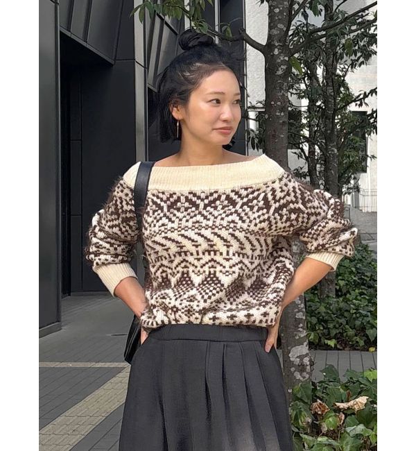 Ungrid「【WEB限定】オフショルジャカードニット」|ニット・セーター|