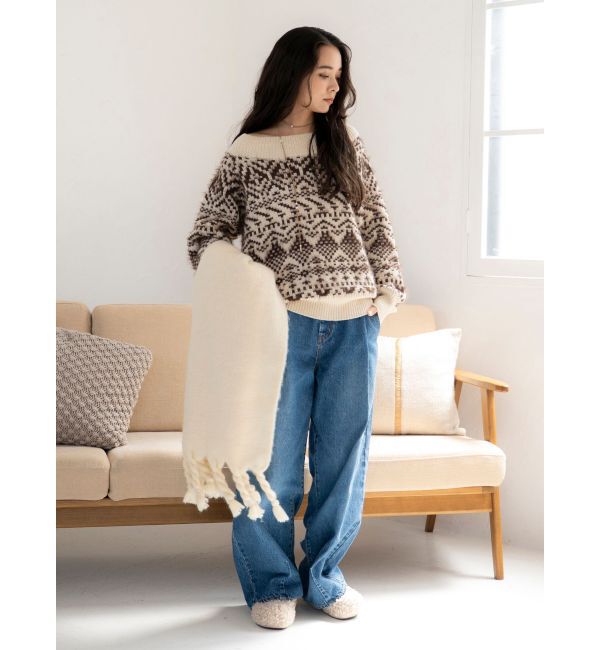 Ungrid「【WEB限定】オフショルジャカードニット」|ニット・セーター|