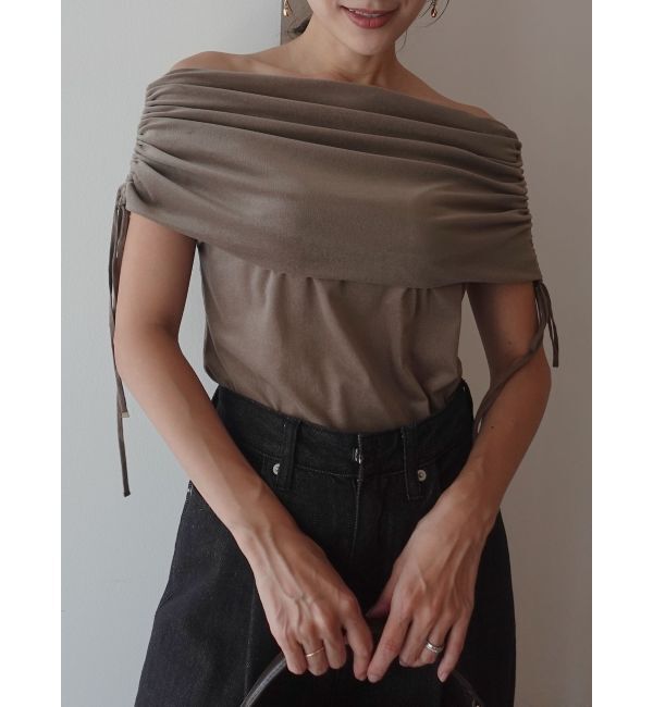 LAGUNAMOON「ライトベロアオフショルトップス」|Tシャツ・カットソー|モカ