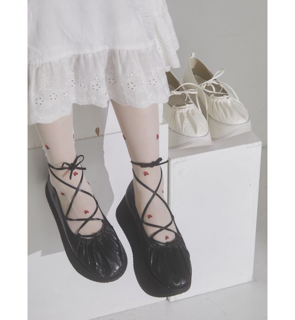 merry jenny「レースアップギャザー厚底シューズ」|その他|