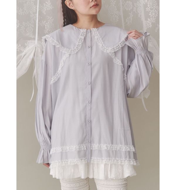 merry jenny「サテンフリルブラウス」|シャツ・ブラウス|