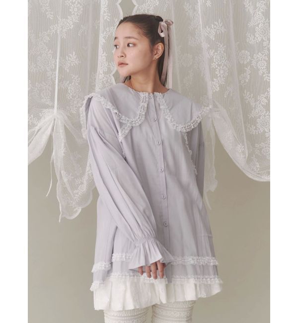 merry jenny「サテンフリルブラウス」|シャツ・ブラウス|