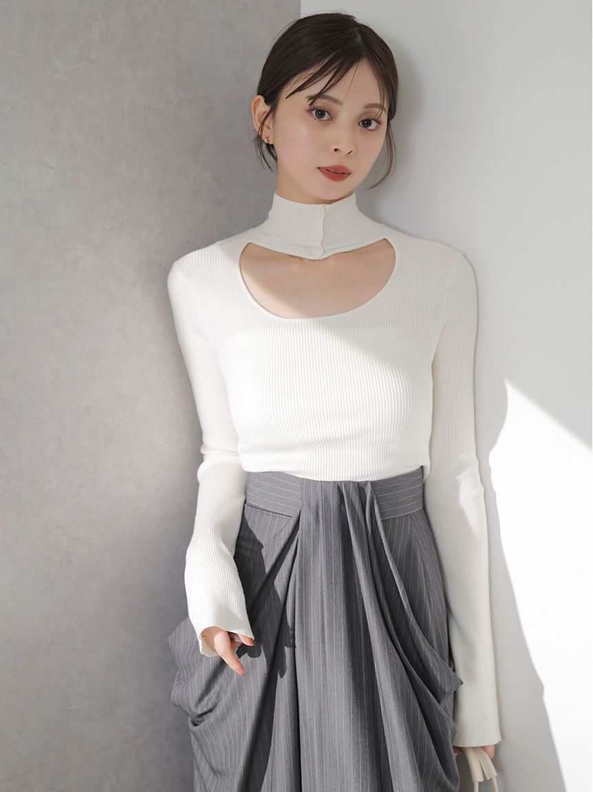 SNIDEL「ハイウエストドレープパンツ」|チノ|