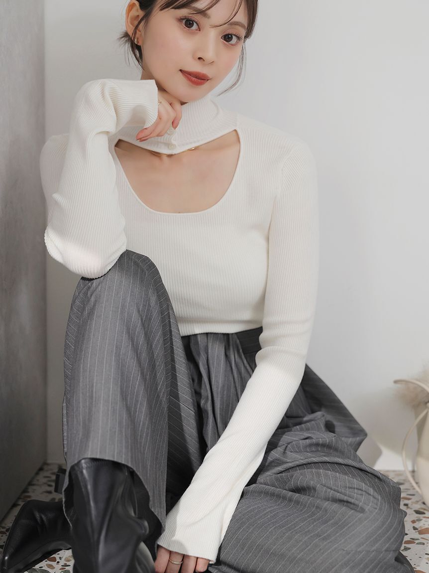 SNIDEL「ハイウエストドレープパンツ」|チノ|