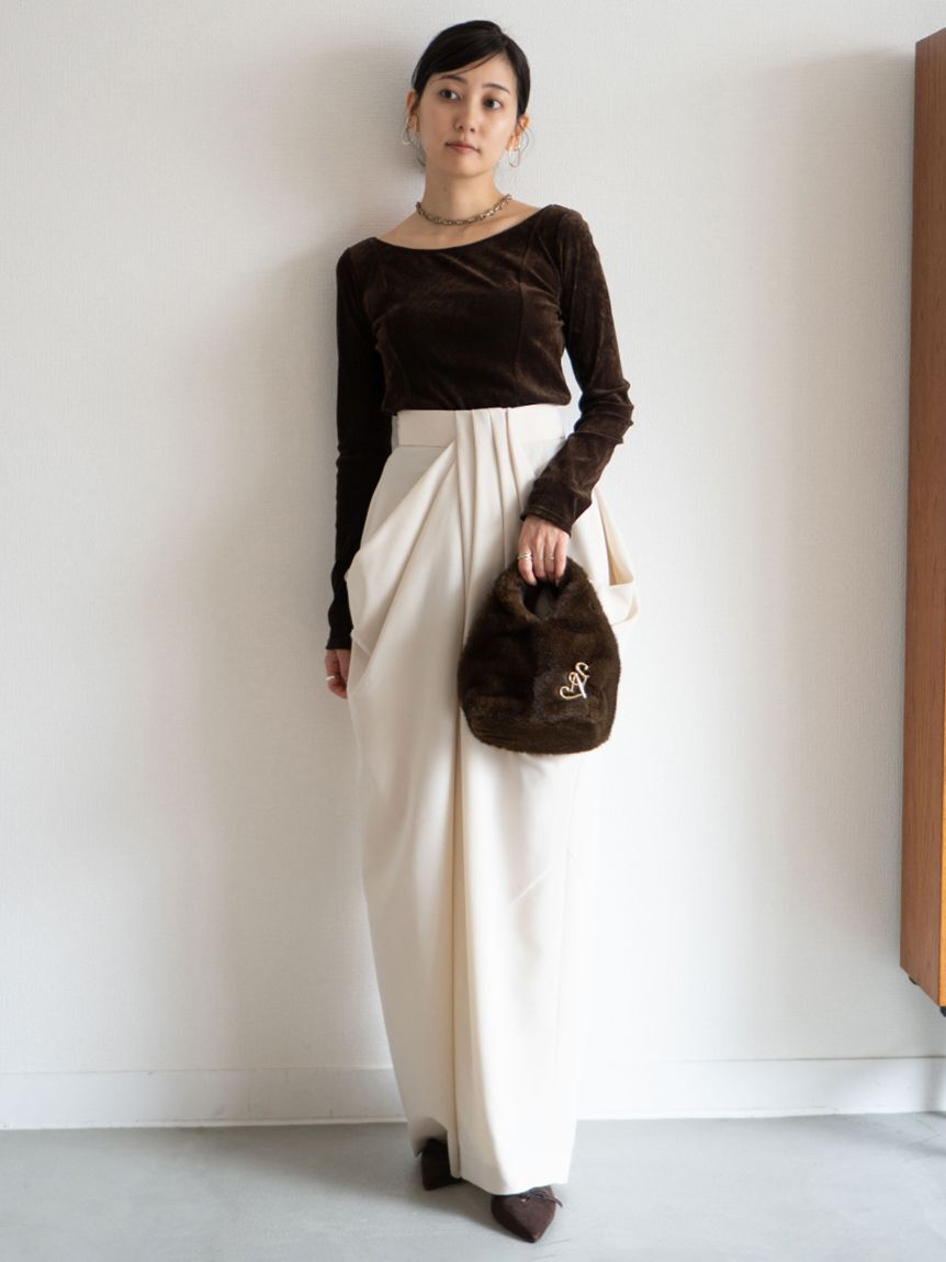 SNIDEL「ハイウエストドレープパンツ」|チノ|