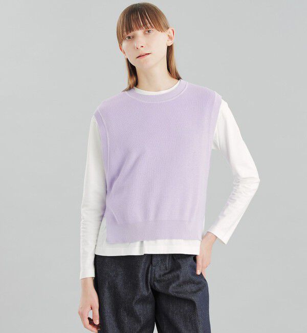 MACKINTOSH PHILOSOPHY「GREY LABEL コットン畦ニットベスト」|ニット・セーター|パープル