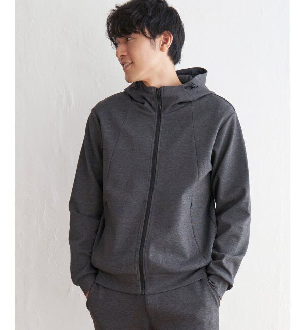ikka「テックストレッチジップパーカー」|カーディガン|ミディグレイ