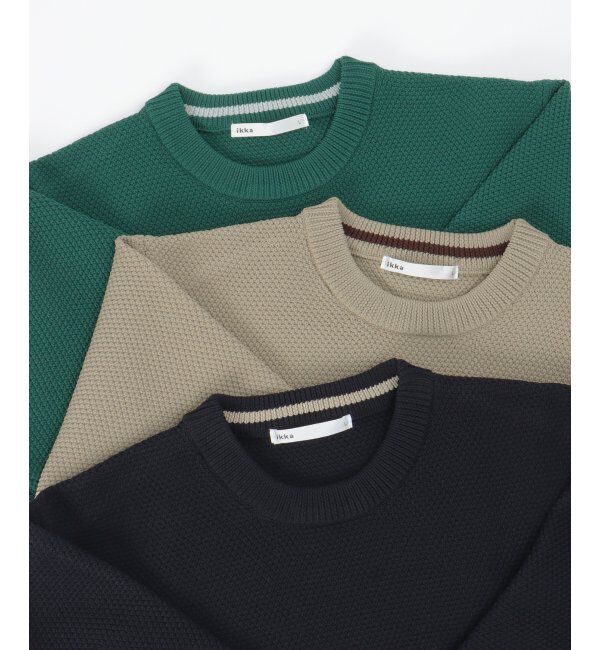 ikka「ラクカルニット鹿の子クルーネック」|プルオーバー|