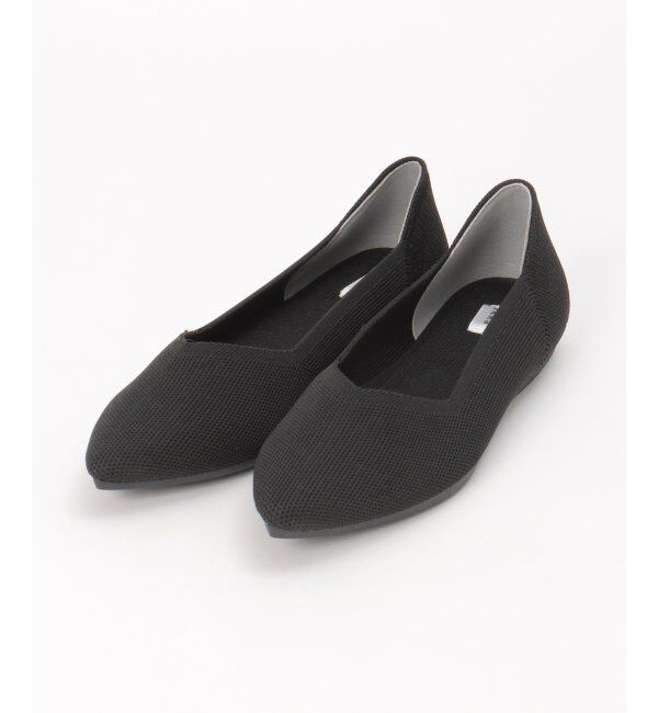 ikka「洗えるニットペタンコパンプス」|その他|ブラック