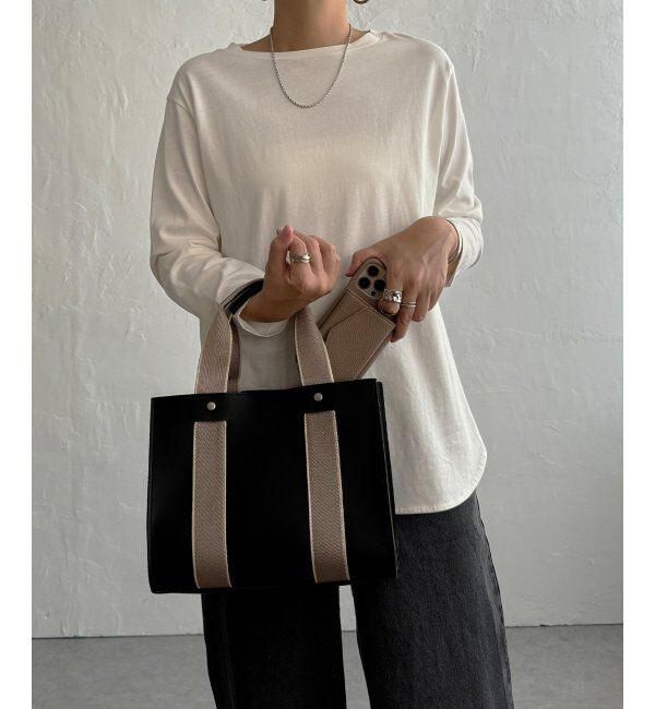 Lbc with Life「合皮テープハンドルミニトートバッグ」|その他|ブラック