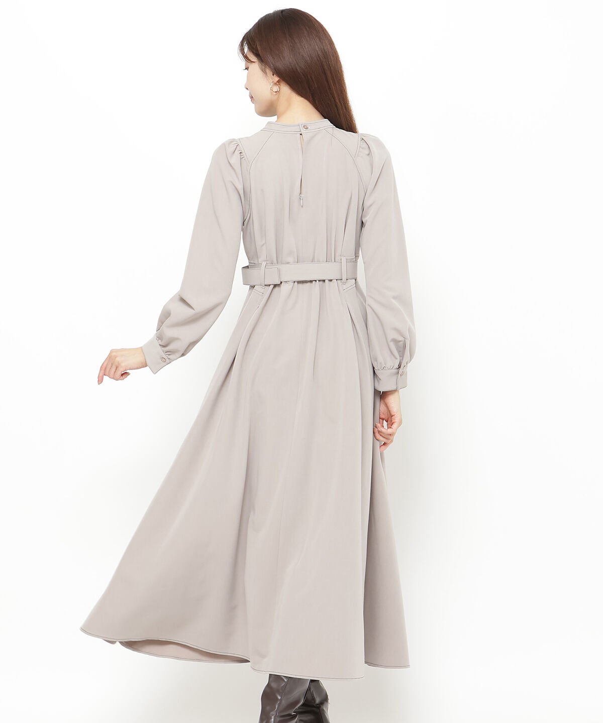 アンドクチュール「配色ステッチハイネックプリンセスワンピース」|ワンピース|