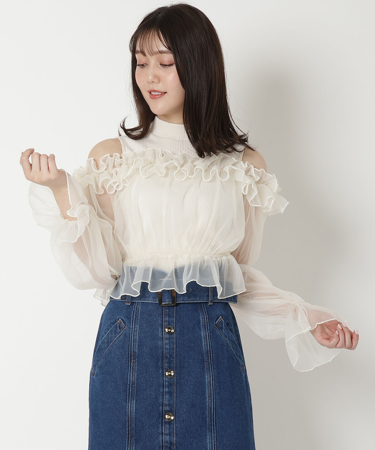 REDYAZEL「チュールドッキングニット」|シャツ・ブラウス|