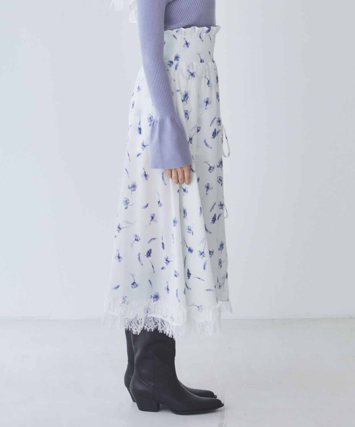 REDYAZEL「フェザープリントスリットスカショートパン」|フレア|