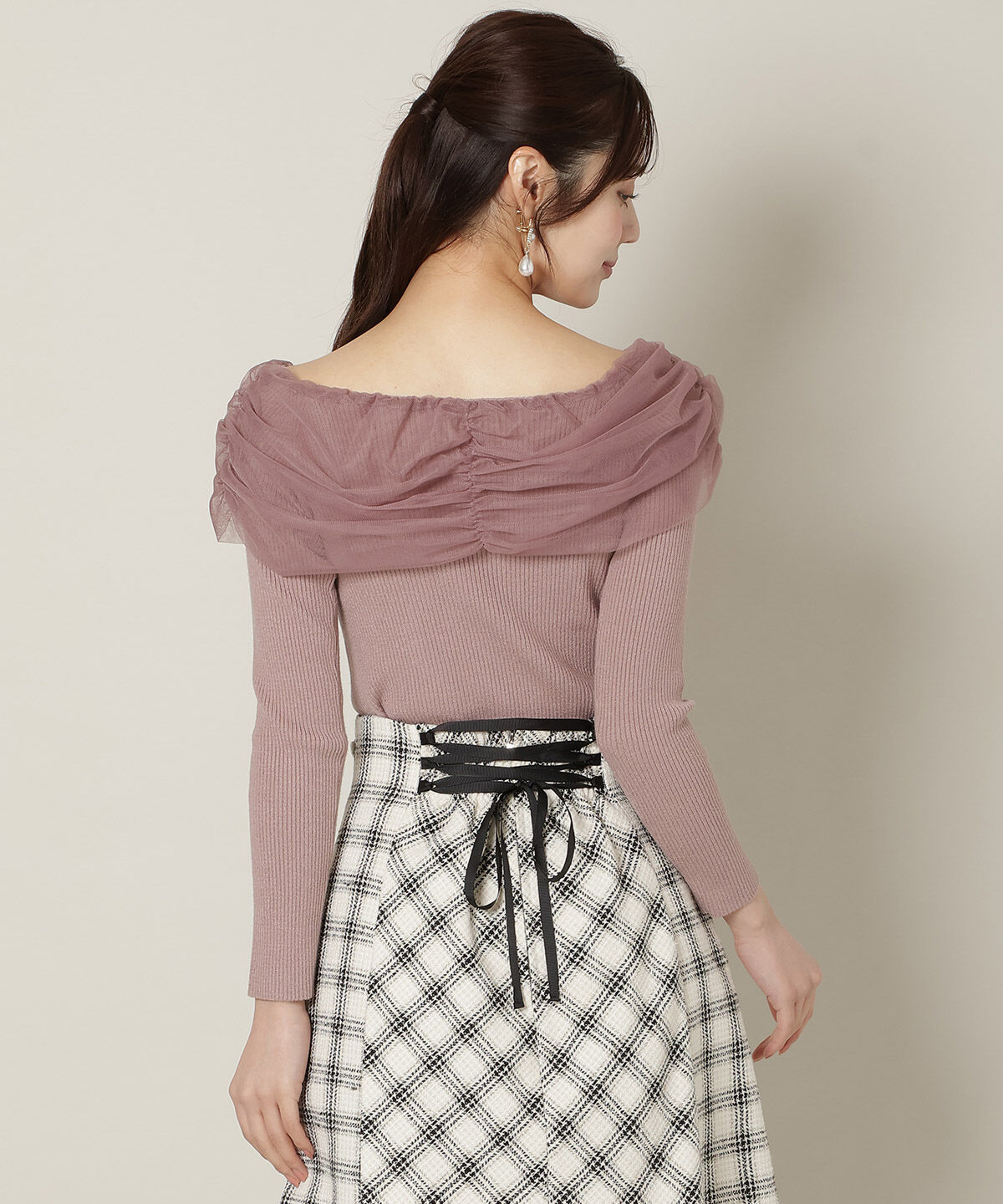 WILLSELECTION「リボンチュールレイヤードリブニット」|ニット・セーター|