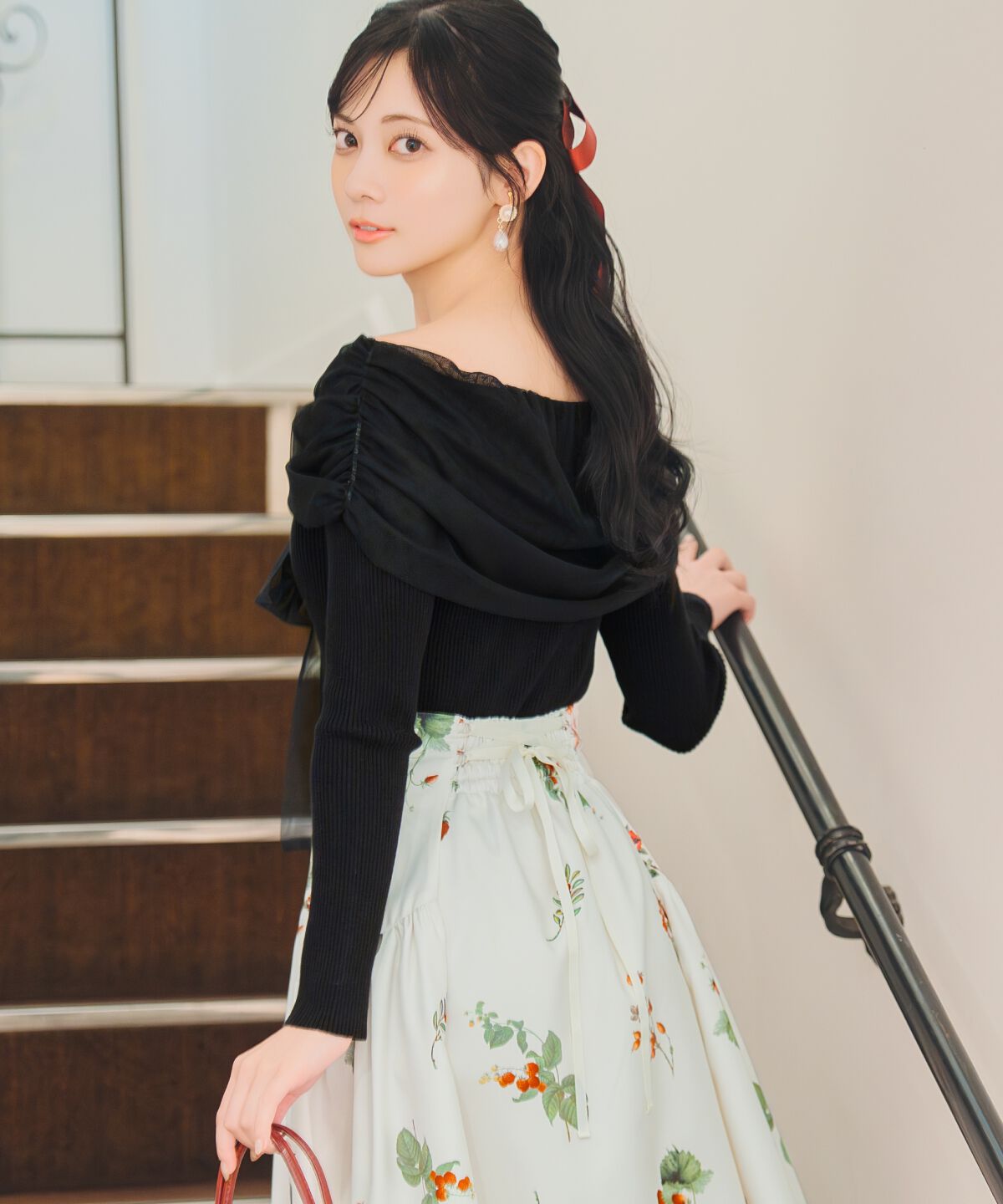 WILLSELECTION「リボンチュールレイヤードリブニット」|ニット・セーター|