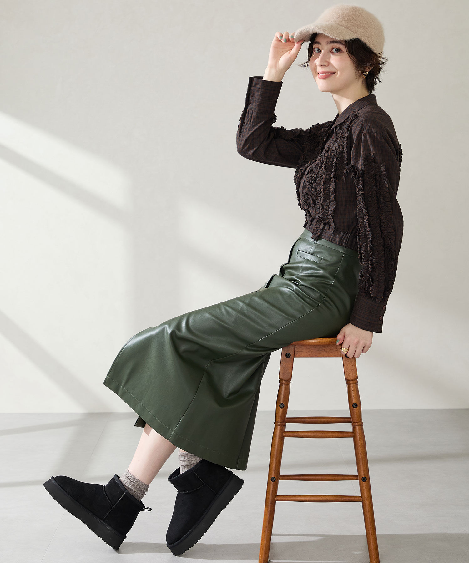 ORiental TRaffic「● 2025秋冬新作 ●【 厚底 】ムートン ショートブーツ /51409 防寒 」|ショートブーツ|