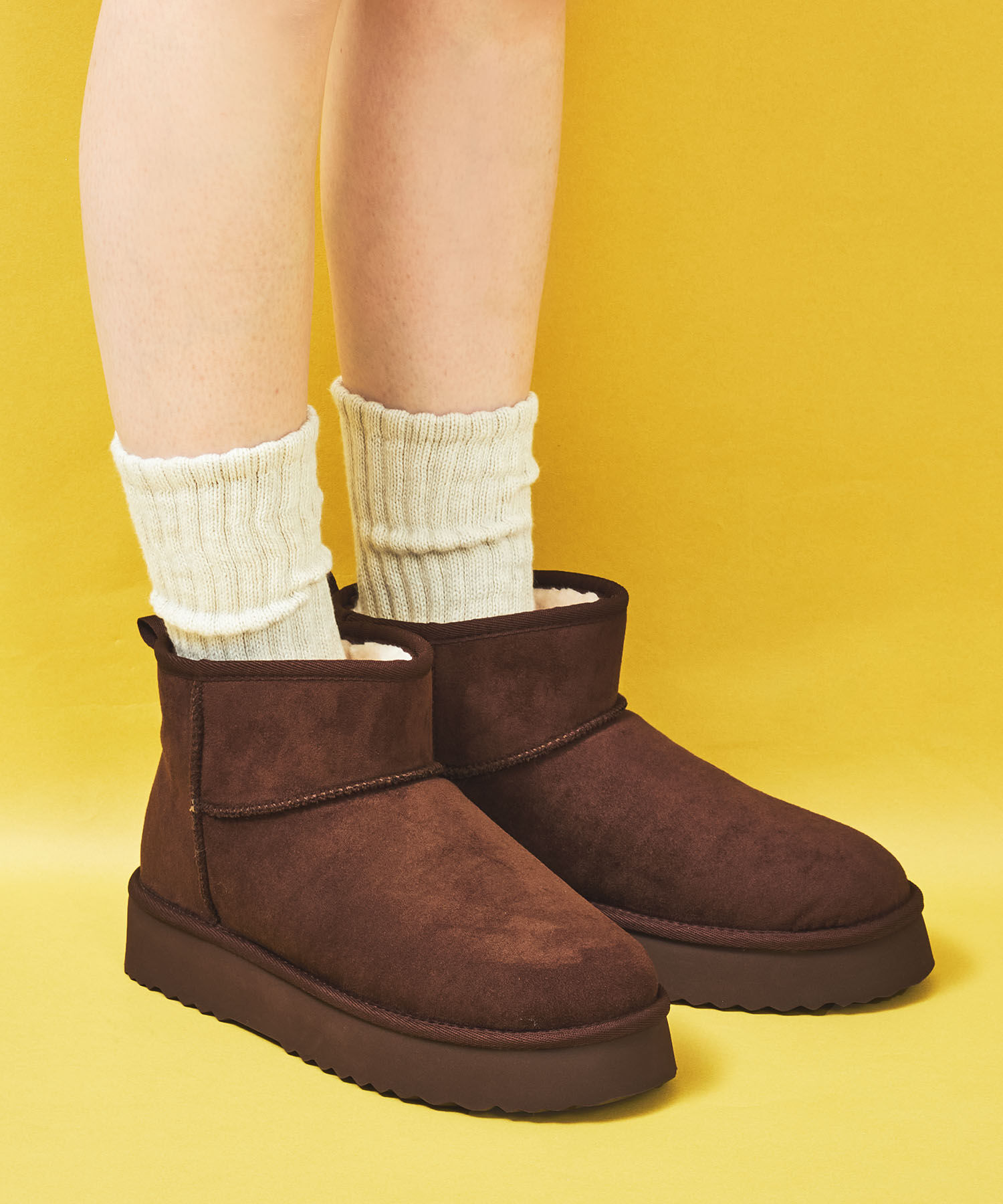 ORiental TRaffic「● 2025秋冬新作 ●【 厚底 】ムートン ショートブーツ /51409 防寒 」|ショートブーツ|