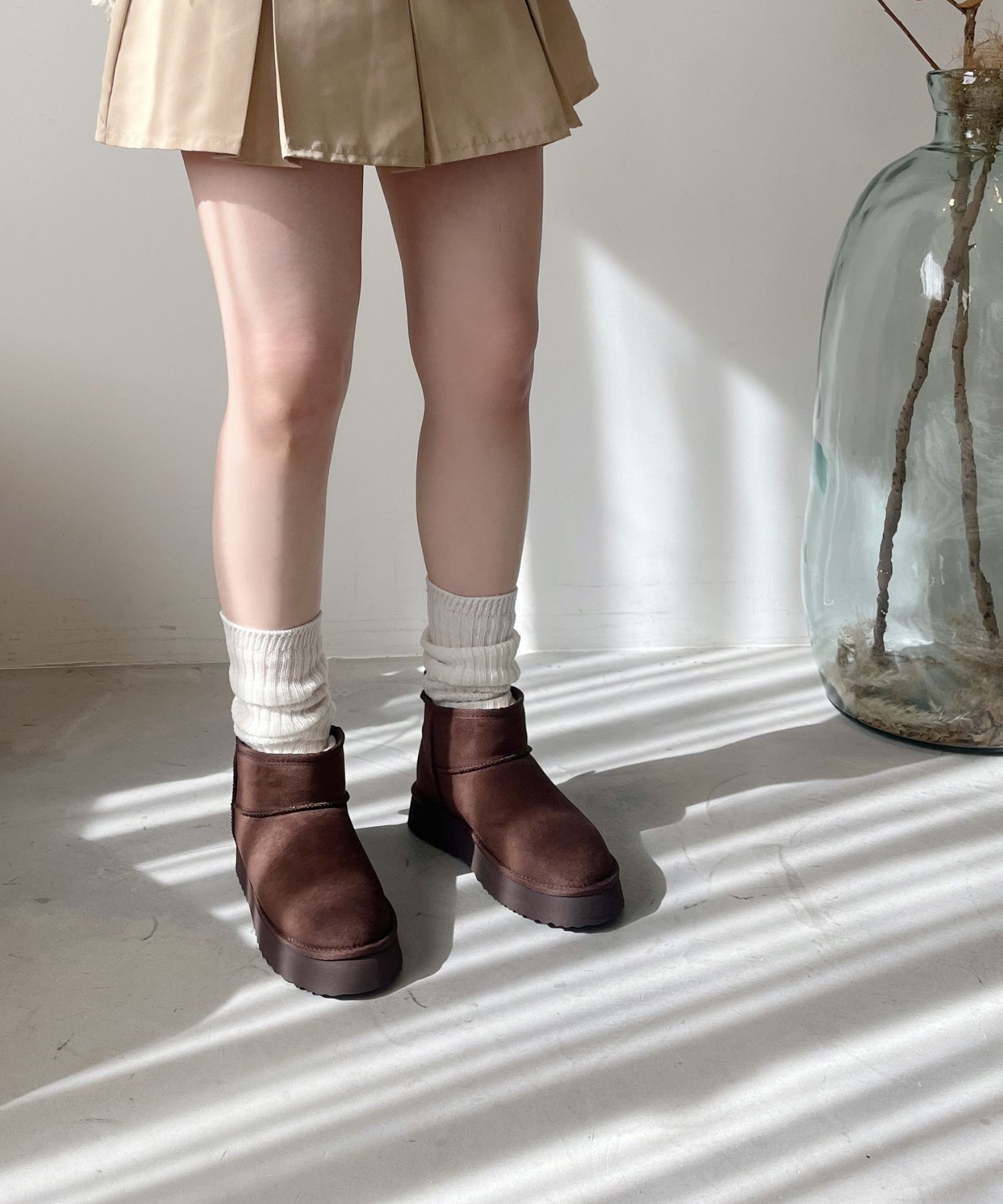 ORiental TRaffic「● 2025秋冬新作 ●【 厚底 】ムートン ショートブーツ /51409 防寒 」|ショートブーツ|