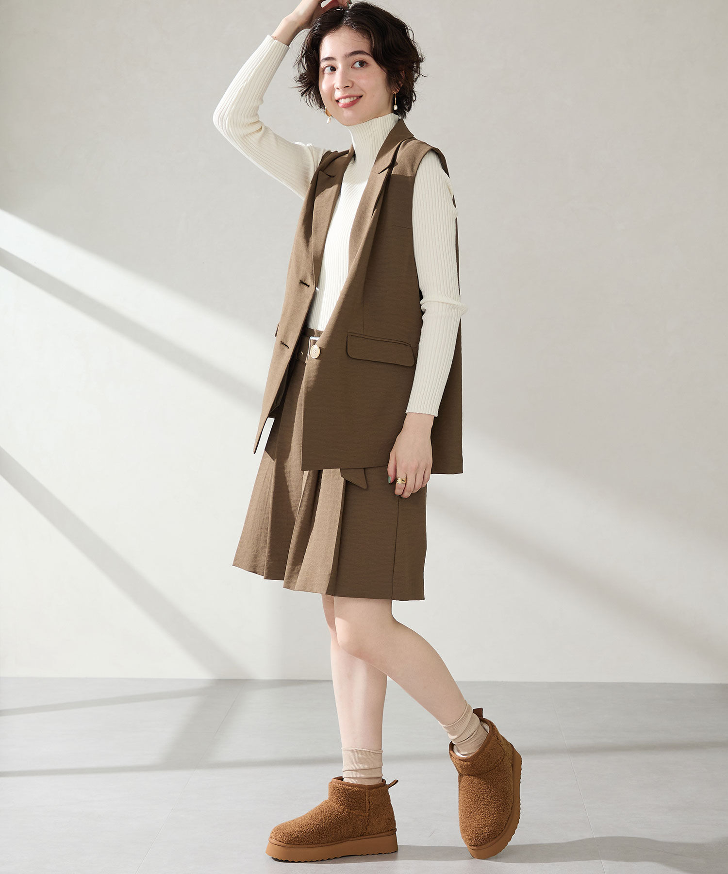 ORiental TRaffic「● 2025秋冬新作 ●【 厚底 】ムートン ショートブーツ /51409 防寒 」|ショートブーツ|