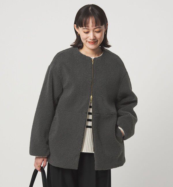 size SHORTあり］ボア ノーカラー ブルゾン（UNITED ARROWS green